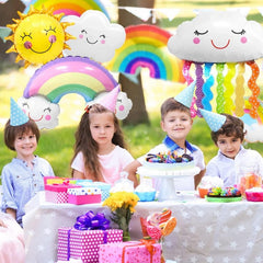 8pcs Cloud Rainbow Sun Smiling Tassels Foil Balloons for Baby Shower Birthday