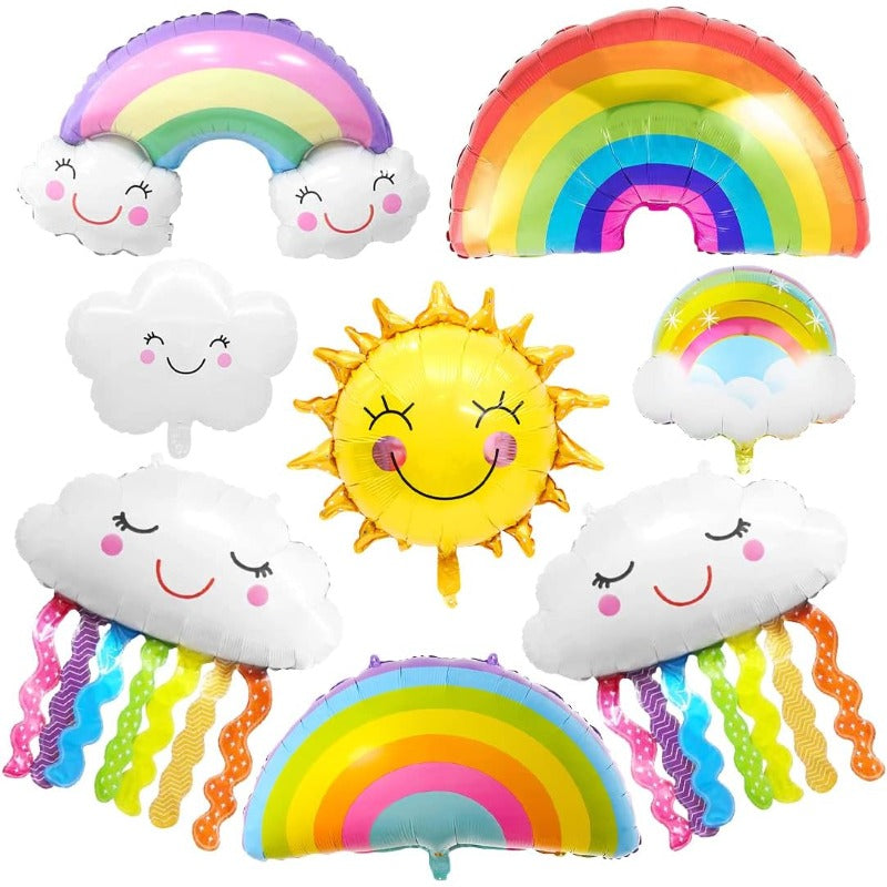 8pcs Cloud Rainbow Sun Smiling Tassels Foil Balloons for Baby Shower Birthday