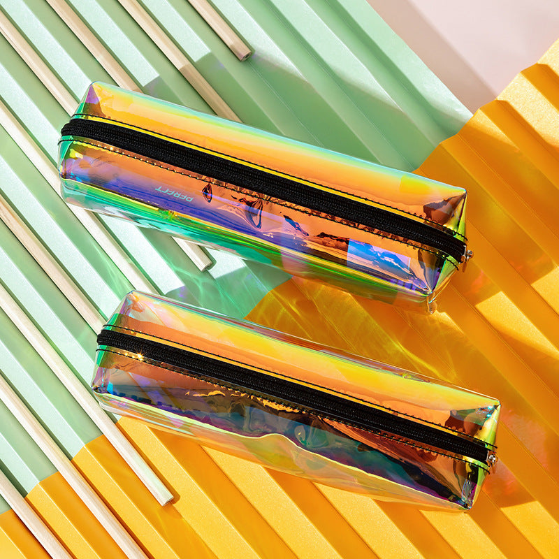 Laser PVC Cosmetic Bag Waterproof Toiletry Organizer Rainbow