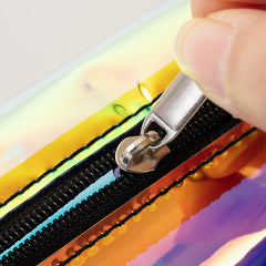 Laser PVC Cosmetic Bag Waterproof Toiletry Organizer Rainbow