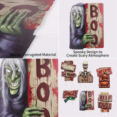 6pcs Halloween Yard Signs Ghost Corrugated Yard Stakes Outdoor Props