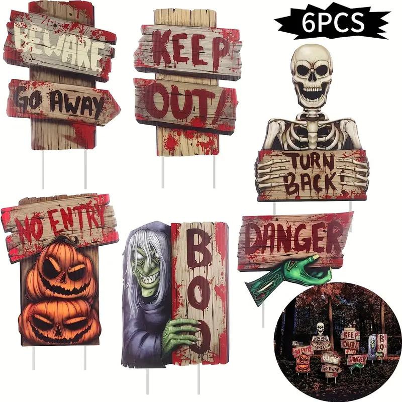 6pcs Halloween Yard Signs Ghost Corrugated Yard Stakes Outdoor Props