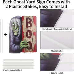 6pcs Halloween Yard Signs Ghost Corrugated Yard Stakes Outdoor Props