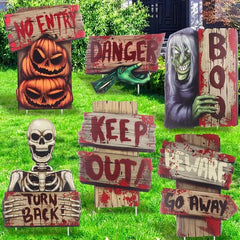 6pcs Halloween Yard Signs Ghost Corrugated Yard Stakes Outdoor Props