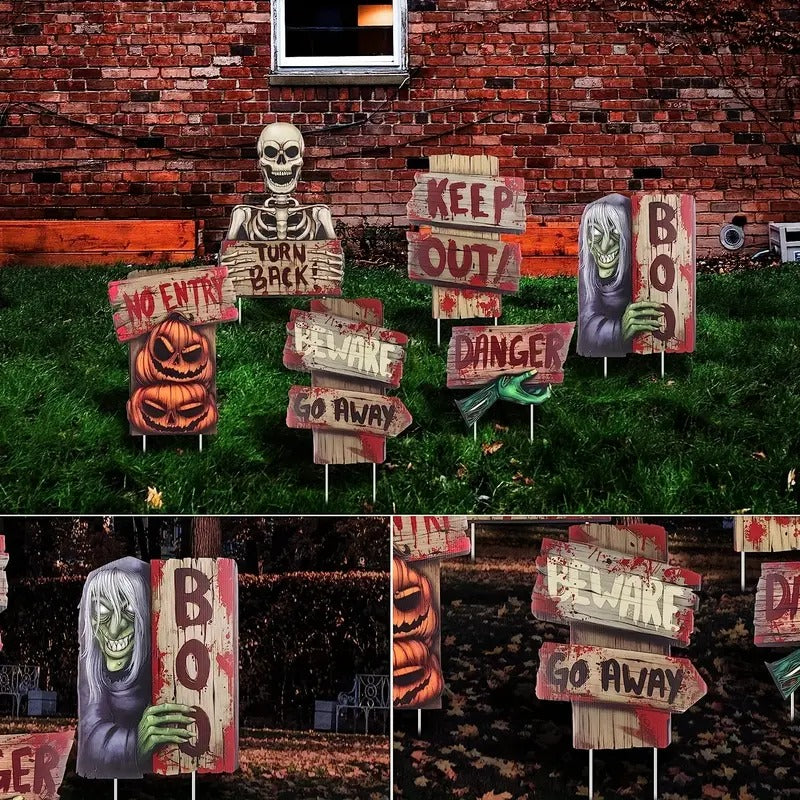 6pcs Halloween Yard Signs Ghost Corrugated Yard Stakes Outdoor Props