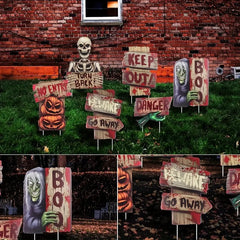 6pcs Halloween Yard Signs Ghost Corrugated Yard Stakes Outdoor Props