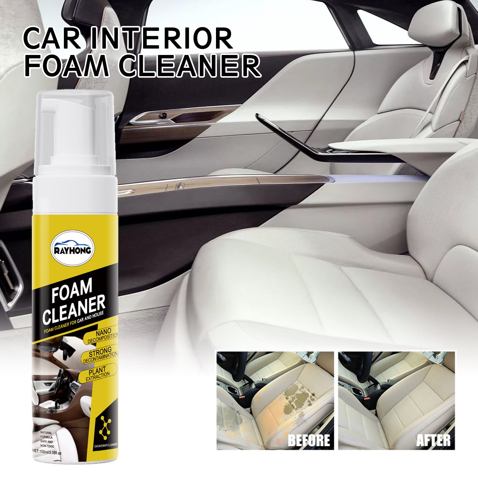Car Interior Foam Cleaner Seat Dashboard Dust-proof Gloss Maintenance
