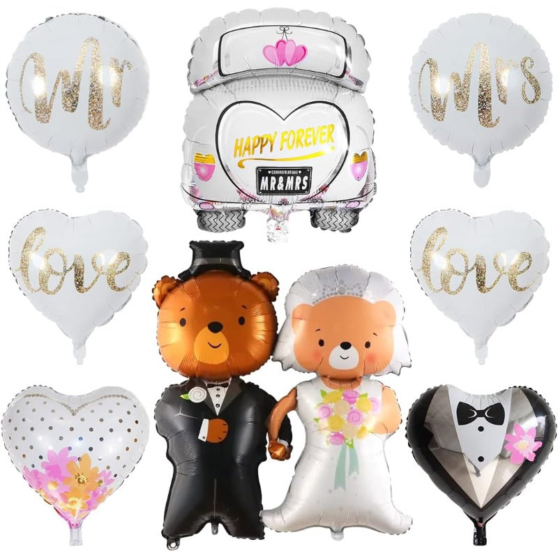 9pcs Wedding Theme Balloons Wedding Car Bear Balloon Balloons Wedding Set
