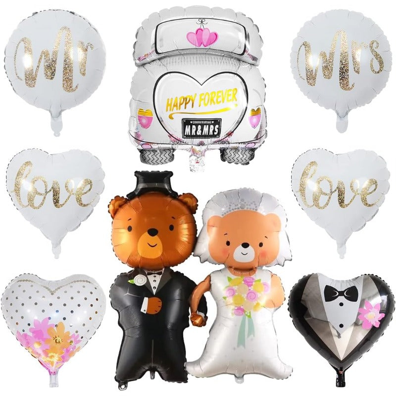 9pcs Wedding Theme Balloons Wedding Car Bear Balloon Balloons Wedding Set