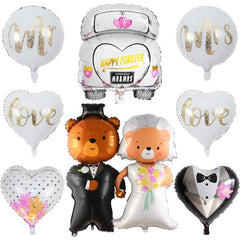 9pcs Wedding Theme Balloons Wedding Car Bear Balloon Balloons Wedding Set