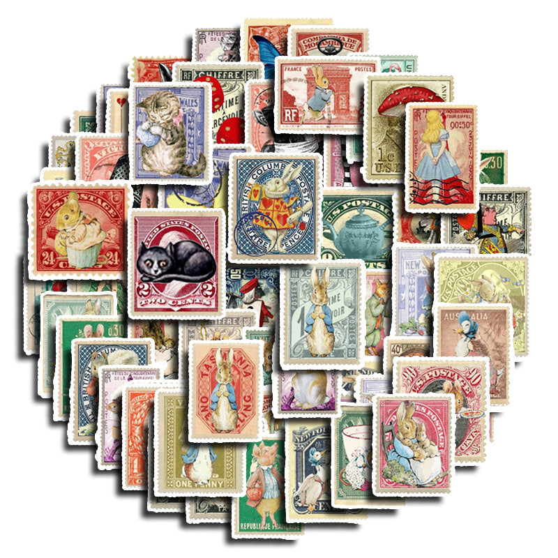 62pcs Alice Garden Stamp Stickers Waterproof Vinyl Stickers