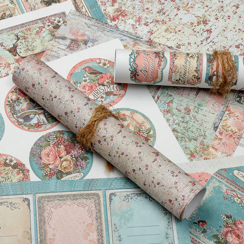 15pcs Paper Retro Pink Christmas Journal For DIY Gift For Women Adults