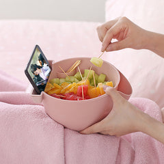 Double layer Fruit Plate with Mobile Phone Holder