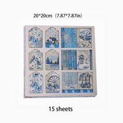 15pcs Paper Vintage World Journal For DIY Background Gift Women Adult
