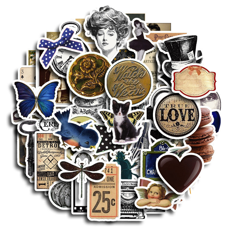 60pcs Vintage Waterproof Stickers Water Bottle Laptops Phones
