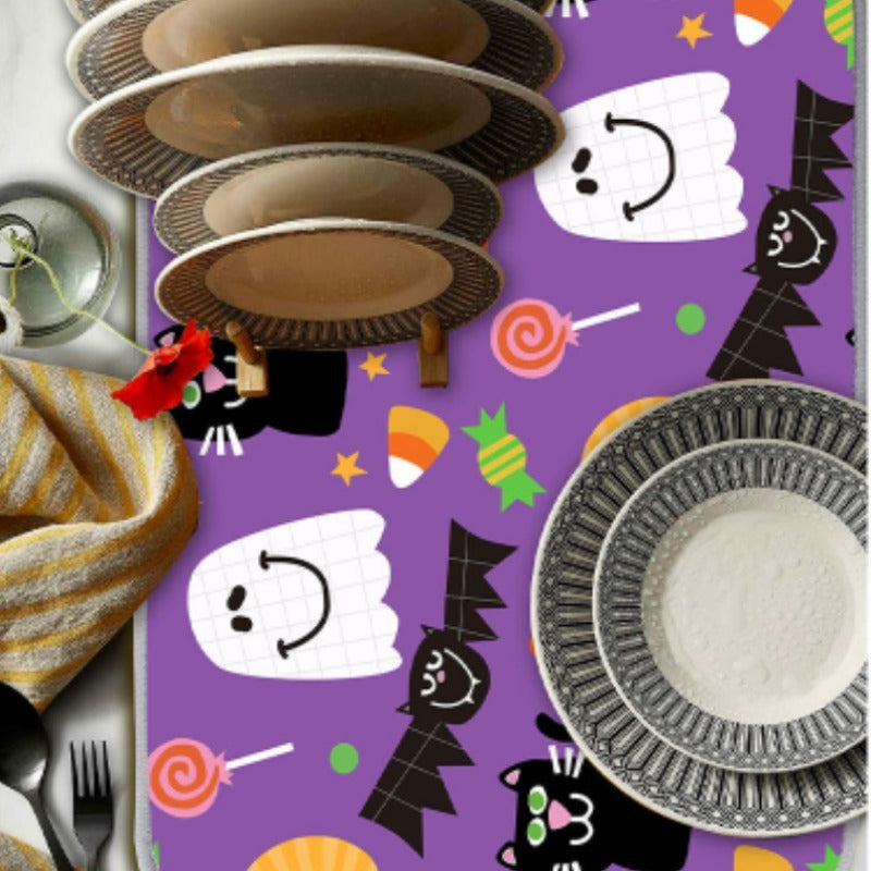 Halloween Ghost Decoration Pattern Drain Pad Kitchen Absorbent Dish Drying Mat