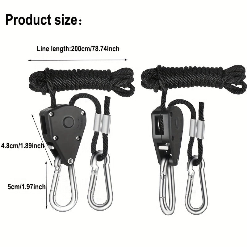 Heavy Duty Ratchet Hanger Adjustable Rope Hangers for Grow Light Fan Filter Room