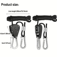 Heavy Duty Ratchet Hanger Adjustable Rope Hangers for Grow Light Fan Filter Room
