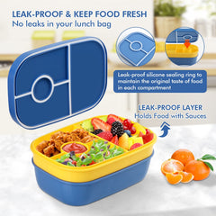 Large Capacity Leak Proof Bento Box 1900ml 50 7oz With Utensil Set