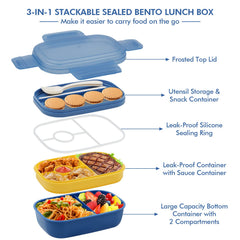 Large Capacity Leak Proof Bento Box 1900ml 50 7oz With Utensil Set