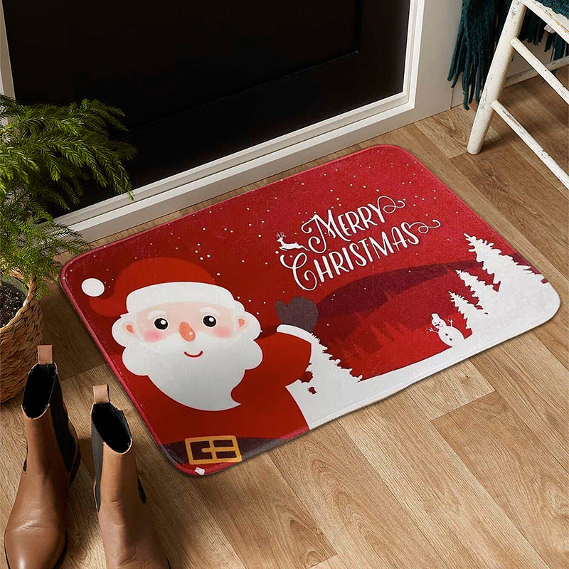 Santa Claus Floor Mat Soft Non-slip Bath Rug Christmas Decoration Carpet