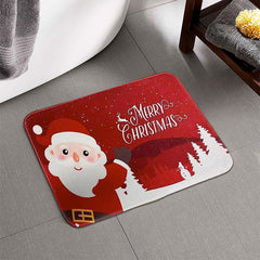 Santa Claus Floor Mat Soft Non-slip Bath Rug Christmas Decoration Carpet