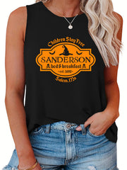 Witch House Number Print Plus Size Halloween Tank Top