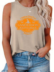 Witch House Number Print Plus Size Halloween Tank Top