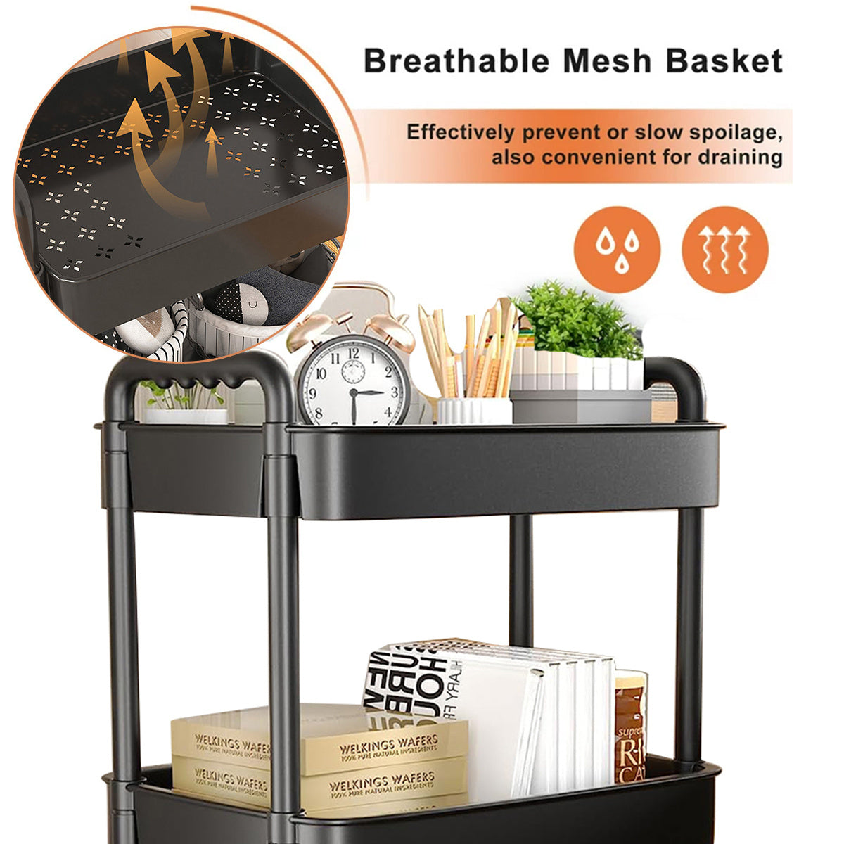 4 Tier Cart Rack For Kitchen Bathroom Office And Bedroom