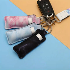 Lip Balm Holder Keychain Elastic Lip Balm Bag Keychain