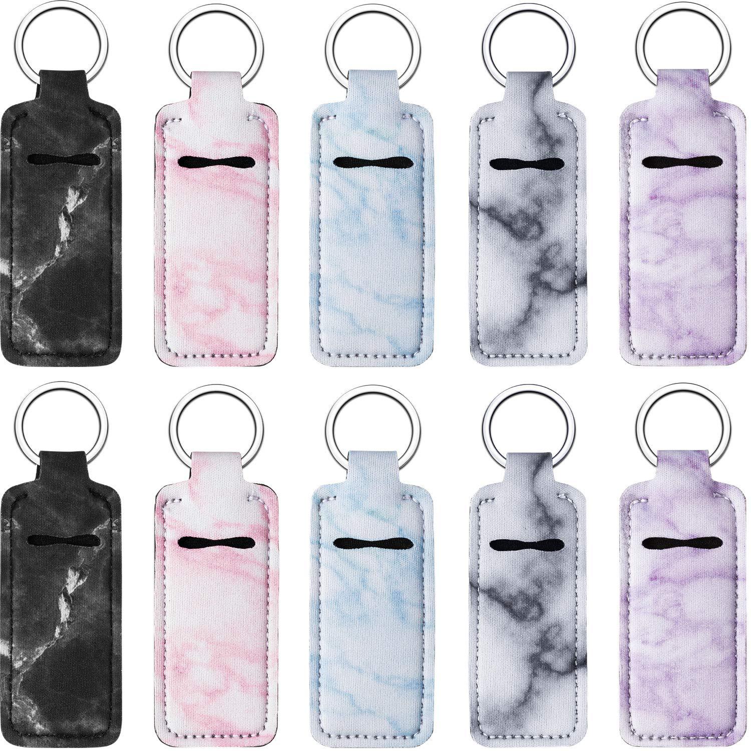 Lip Balm Holder Keychain Elastic Lip Balm Bag Keychain