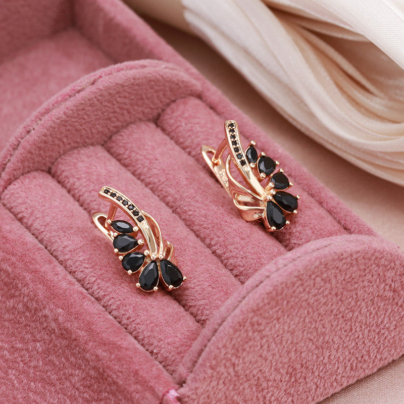 Zircon Flower Shape Earrings For Women Party Fine Jewelry