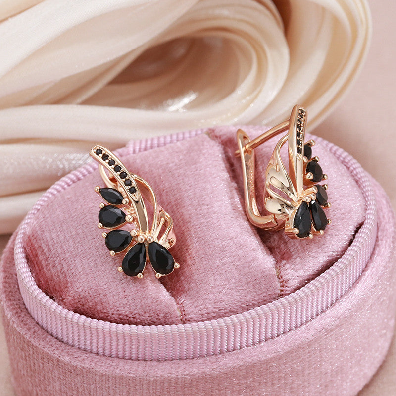 Zircon Flower Shape Earrings For Women Party Fine Jewelry