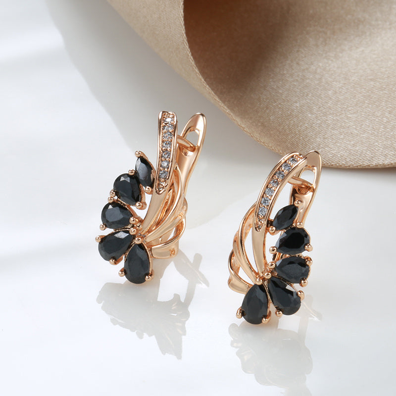 Zircon Flower Shape Earrings For Women Party Fine Jewelry