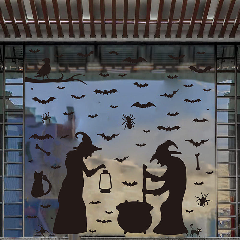 Halloween Witch and Cat Curtain Decoration