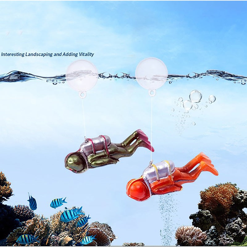 Fish Tank Diver Decoration Floating Diver Ornaments Small Diver With Ball