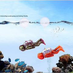 Fish Tank Diver Decoration Floating Diver Ornaments Small Diver With Ball