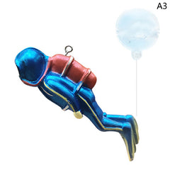 Fish Tank Diver Decoration Floating Diver Ornaments Small Diver With Ball