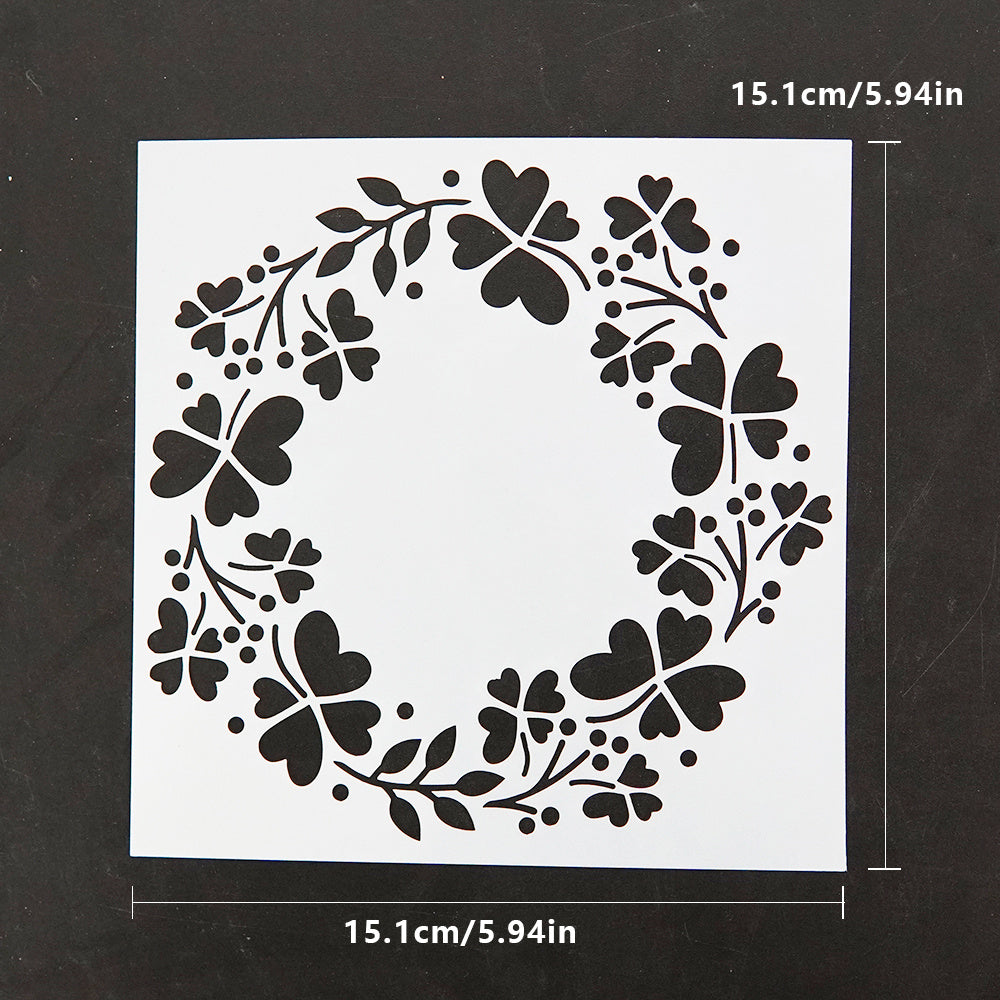 4 Leaf Grass Wreath DIY Stencil For Painting Scrapbook Coloring Embossing
