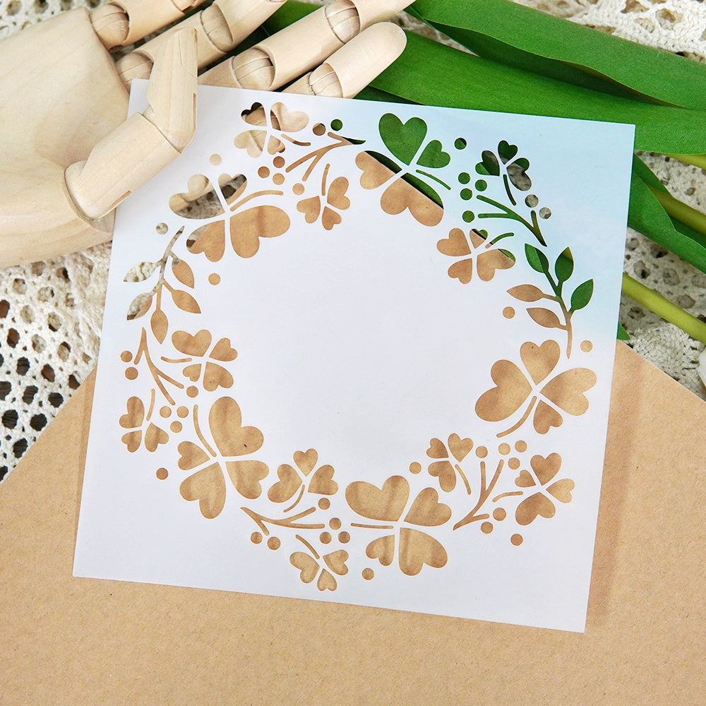4 Leaf Grass Wreath DIY Stencil For Painting Scrapbook Coloring Embossing