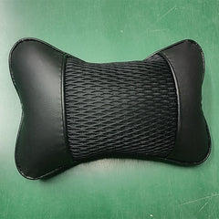 Car Headrest PU Leather Mesh Neck Pillow Soft Comfortable Seat Rest Cushion