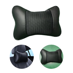 Car Headrest PU Leather Mesh Neck Pillow Soft Comfortable Seat Rest Cushion