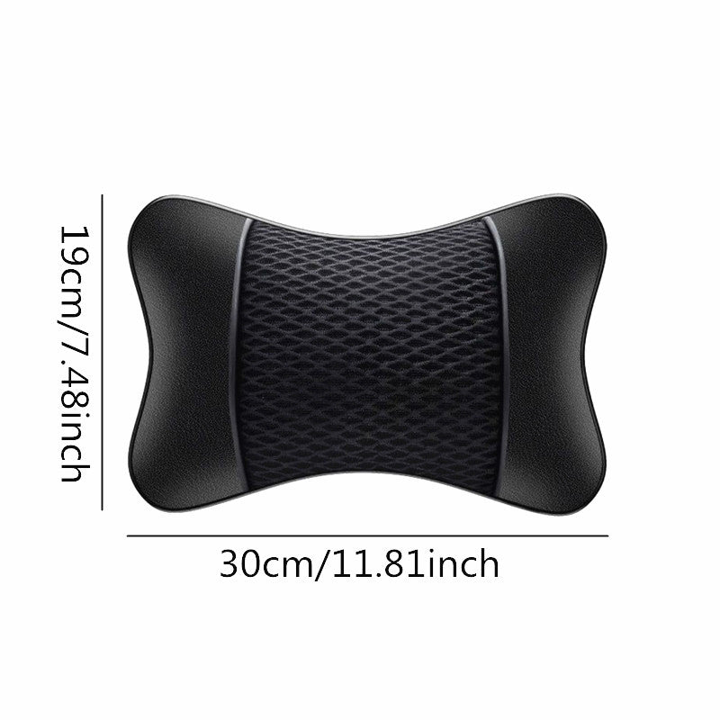 Car Headrest PU Leather Mesh Neck Pillow Soft Comfortable Seat Rest Cushion