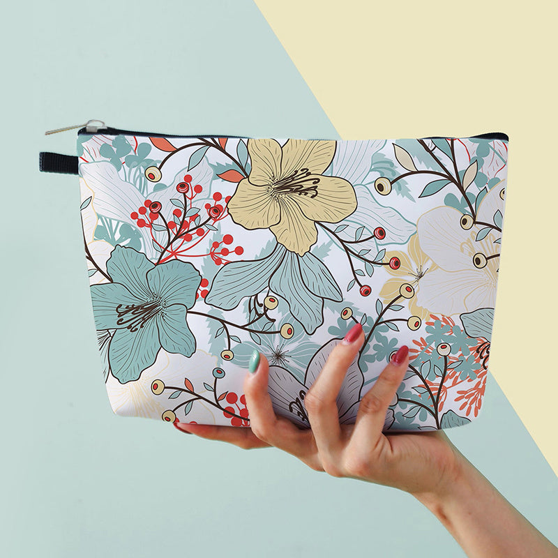Flower Printed Makeup Bag Cosmetics Organizer Storage Bag for Travel