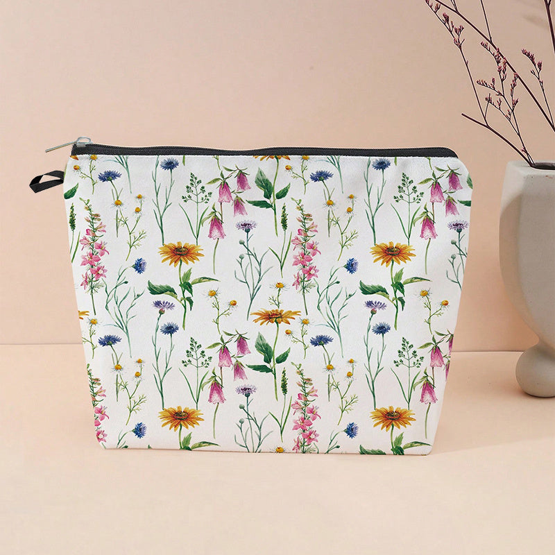 Flower Printed Makeup Bag Cosmetics Organizer Storage Bag for Travel
