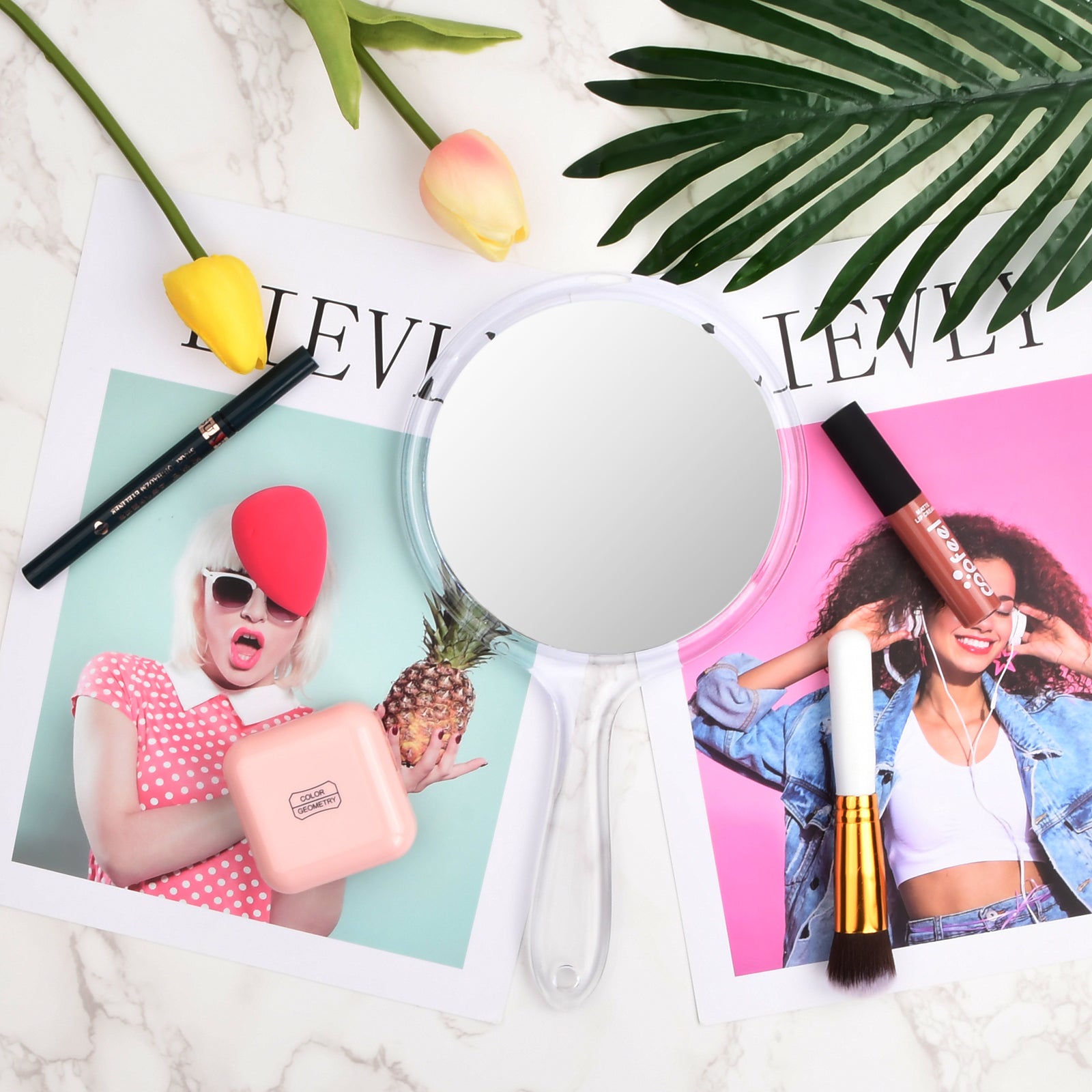 1Pc Hand Mirror Double Sided 1X 3X Magnifying Vanity Mirror