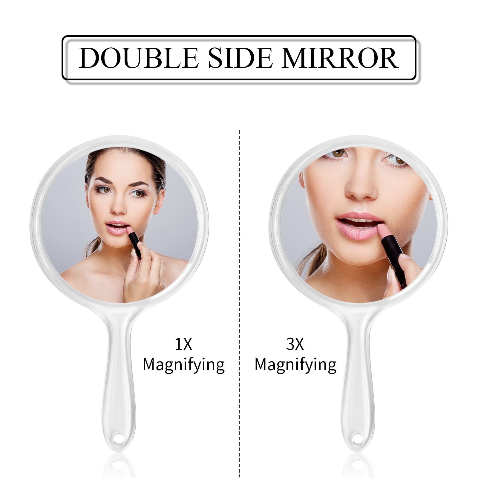 1Pc Hand Mirror Double Sided 1X 3X Magnifying Vanity Mirror