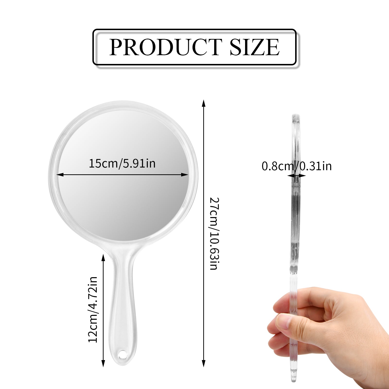 1Pc Hand Mirror Double Sided 1X 3X Magnifying Vanity Mirror