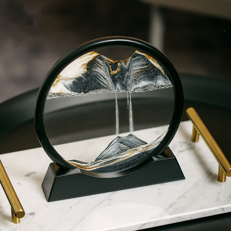 3D Moving Sand Art Picture Round Glass Deep Sea Sandscape Hourglass Quicksand