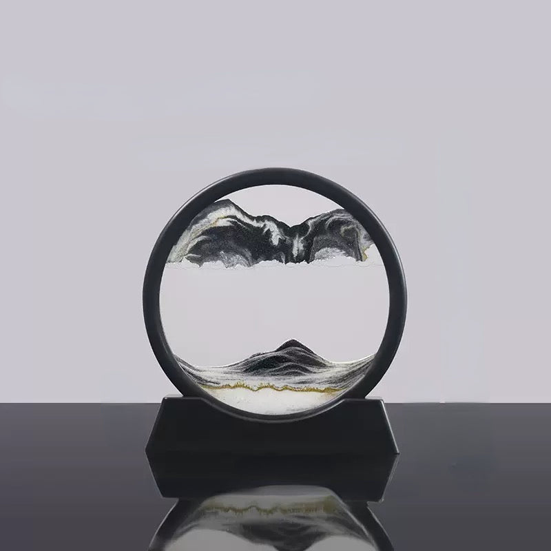 3D Moving Sand Art Picture Round Glass Deep Sea Sandscape Hourglass Quicksand
